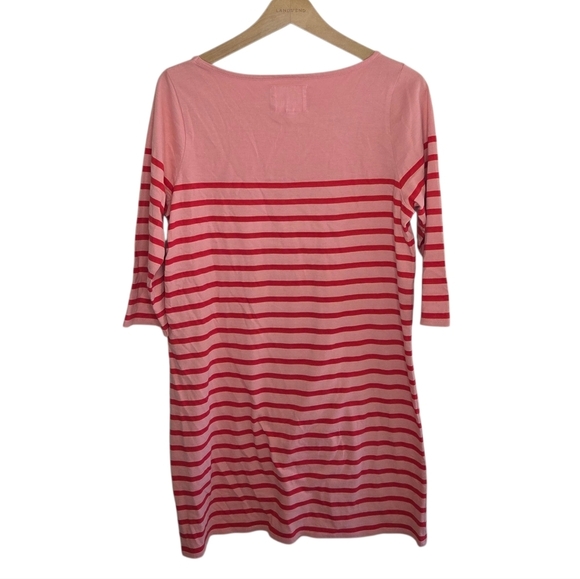 Johnnie B | Girls Red & Pink Striped Cotton 3/4 Sleeve T-shirt Dress Size XL - Picture 5 of 5